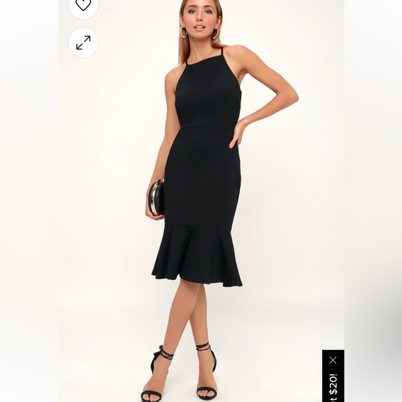 Lulus This Could Be Love Bodycon Midi Dress in Black, Size XSmall, EUC - Picture 3 of 16